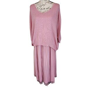 Joyfunear Pink Skirt Sweater Casual Dress 2XL